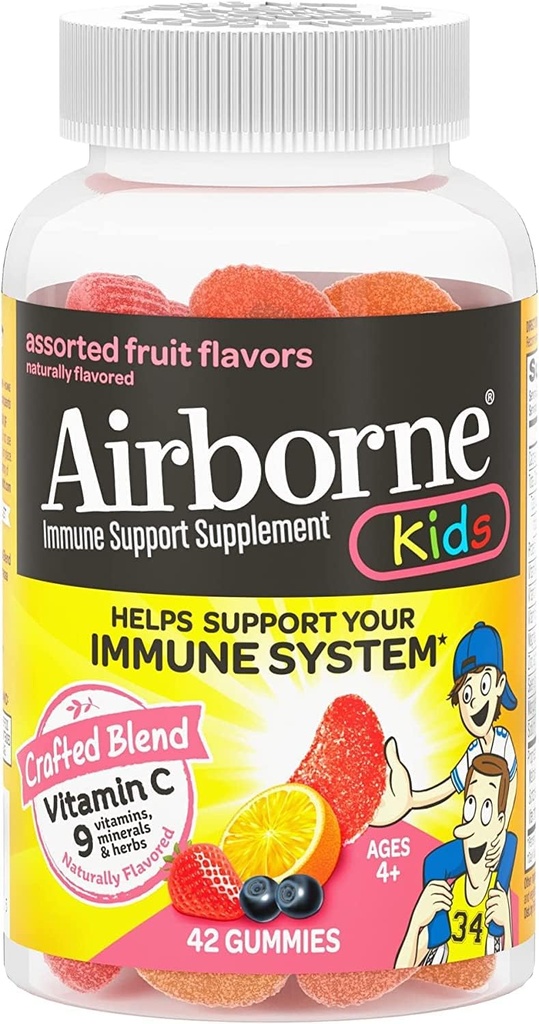 Supplément de soutien à l'immuno-vitamine C, arômes de fruits assortis, 42 ct (paquet de 11)