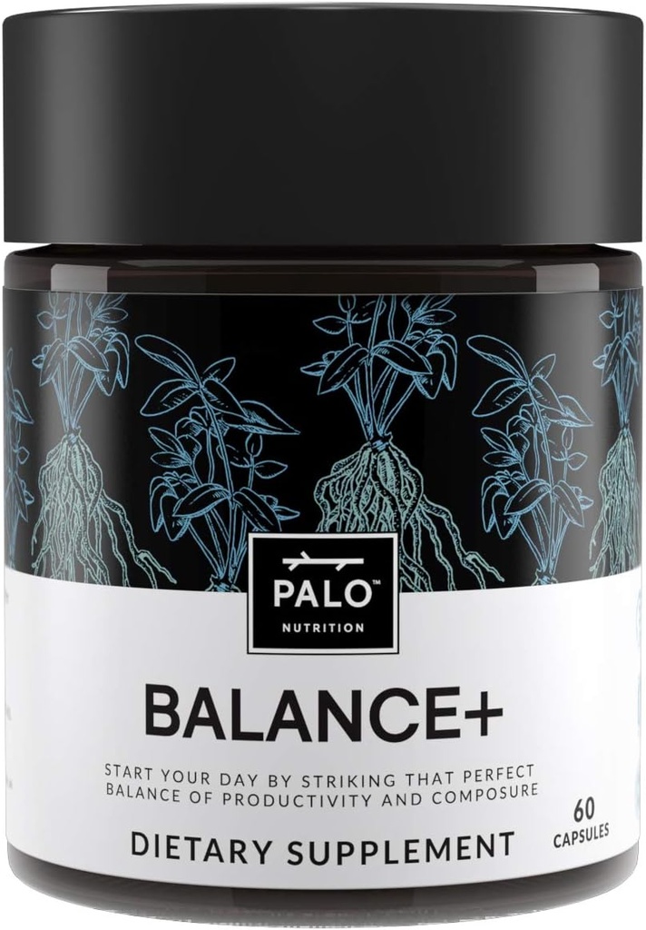 PALO Balance+ Mood Support Supplement met Adaptogenen Helpt kalmeren De geest & Lichaam, Stress Relief Energie Supplementen 