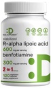 SUPPLÉMENT DE DÉAL R acide alpha lipoïque 600mg avec Benfotiamine 300mg par portion, 120 Capsules de Veggie – 200mg R-ALA par gélule – Supplément antioxydant pour le support du système nerveux et énergétique