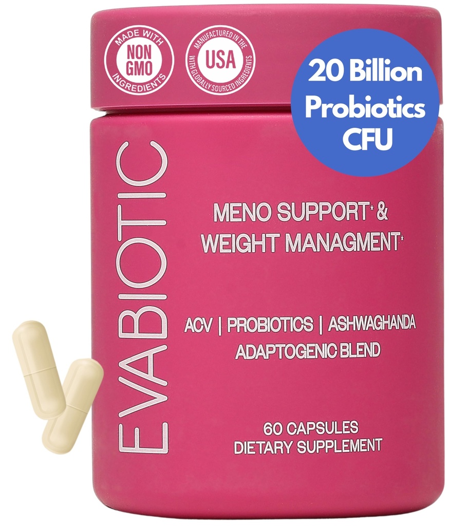 Complete vitamines voor de menopauze - Ashwaghanda, Probiotica, ACV voor gewichtsmanagement, Hot Flashes, Nachtzweet, Bloat, Hormone Balance - Vegan 60 Caps Menopauze supplementen voor vrouwen niet GMO