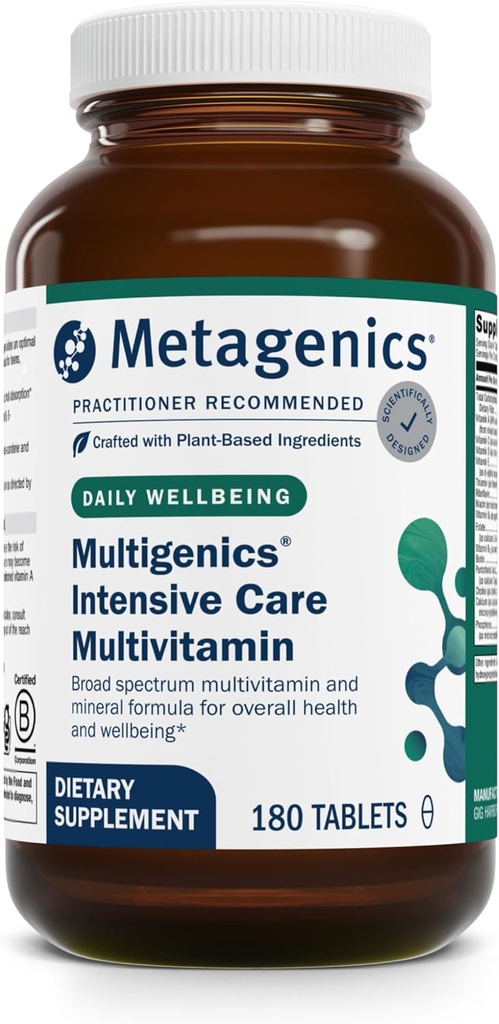 Metagenics Multigenics Intensive Care Multivitamine - zonder ijzer - Dieetsupplementen voor elke dag - met quercetine, Beta-Caroteen, Ascorbinezuur & More - Non-GMO - Glutenvrije - 180 tabletten