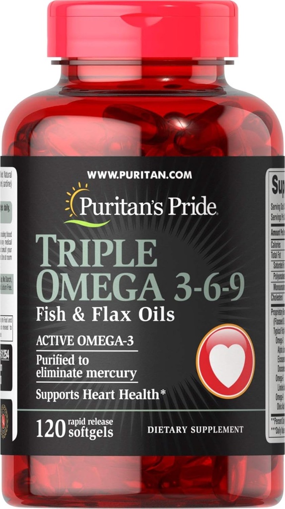 Pride de Puritan Triple Omega 3-6-9 Huiles de poisson et de lin