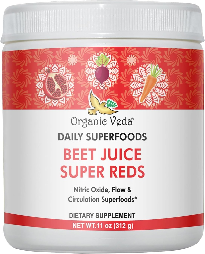 Supplément de Jus de Beet Root avec Superfood Reds - Poudre de Jus de Beet avec oxyde nitrique pour soutenir la circulation, l'énergie, l'endurance et l'endurance - Vegan, non-OGM - 11 oz