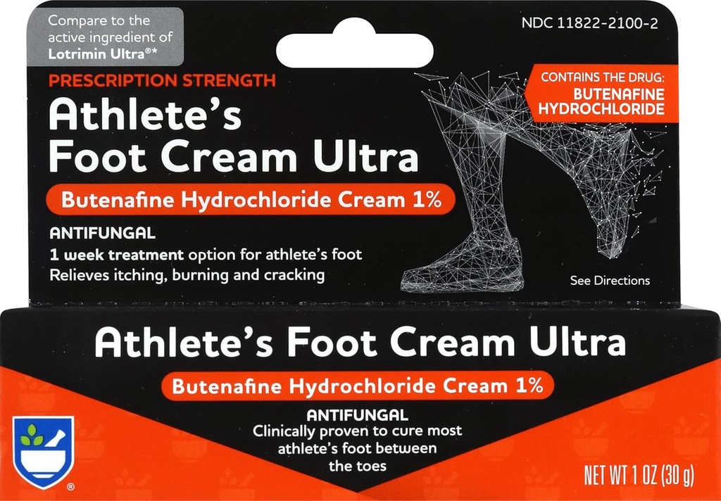 Rite Aid Prescription Strength Soin du pied Crème de buténafine - 1 oz, Crème antifongique, traitement de démangeaison de jock, traite la crème du pied de l'athlète