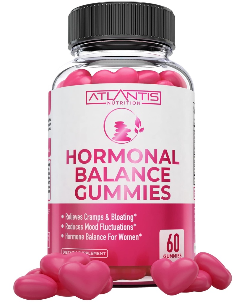 Atlantis Nutrition Équilibre hormonal pour les femmes et les femmes Gommies de secours - Allégations Crampes, Bloating, Mood Swings, Flashs chauds et Sucres de nuit - Cranberry, Dong Quai & Chasteberry Menstrual Relief