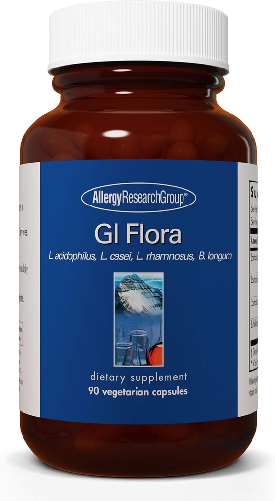 Allergy Research Group GI Flora Supplement - Probiotic for Digestive Health, Gut Health for Men & Women, Lactobacillus and Bifidobacterium - 90 Count