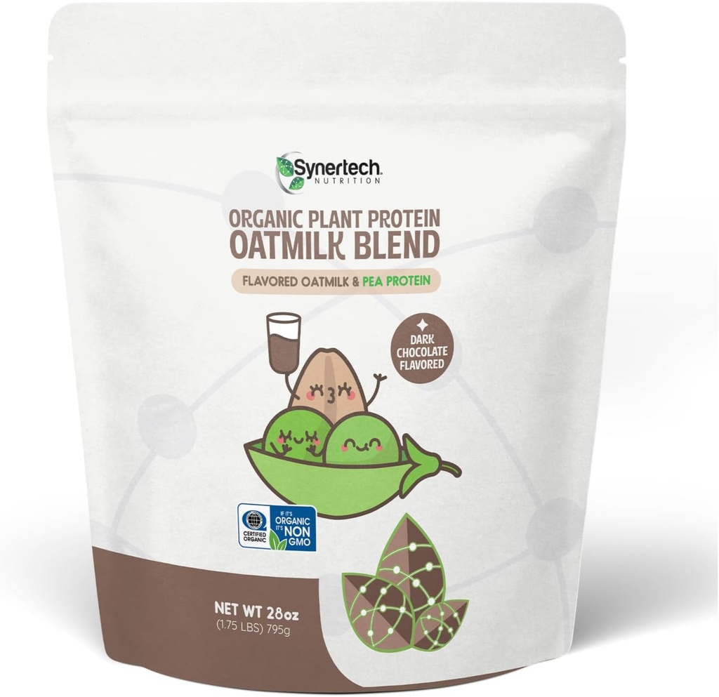 10g Mélange à base de protéines végétales de lait d'avoine , Chocolat foncé Saveur (30 portions) , 100 calories , Non-OGM , certifié biologique , sans allergène , Sac 1lb
