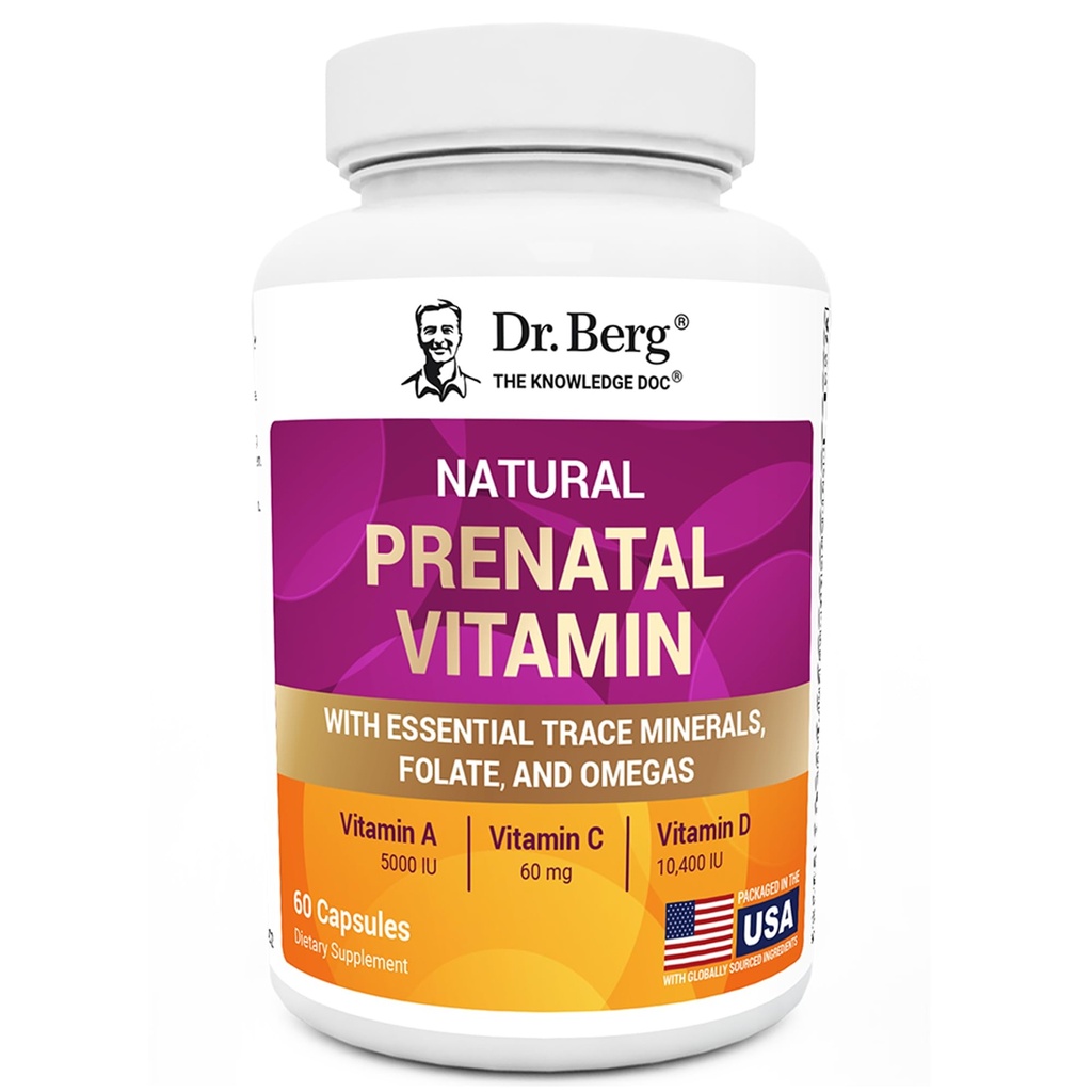 Dr. Berg Natural Prenatal Vitamins for Women (Pregnant & Nursing) - Prenatal Vitamins with Folate, Vitamins, Minerals, Omegas, &11 Powerful Superfoods - Womens Prenatal Multivitamin - 60 Capsules