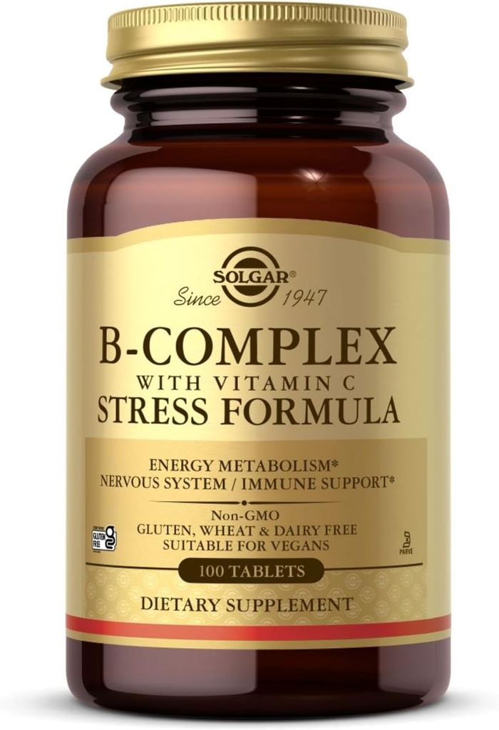 Solgar B-complex met vitamine C - 100 tabletten - non-GMO, veganistisch, kosjer en glutenvrij - 50 porties