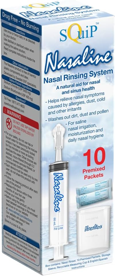 Squip Nasaline Nasal Spoelsysteem met 10 Premixed Saline Packets