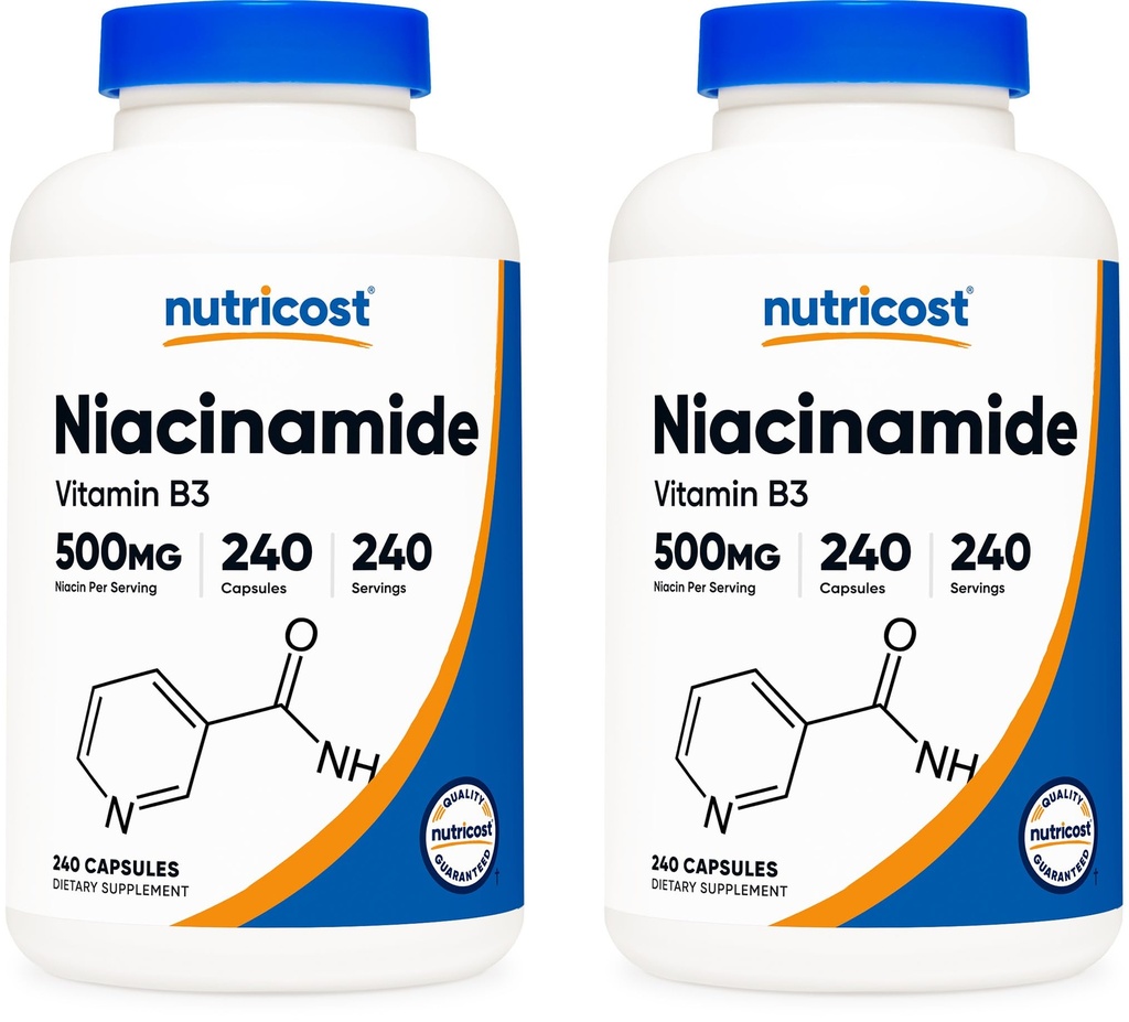 Nutricost Niacinamide (Vitamine B3) 500 mg, 240 capsules (2 flessen)