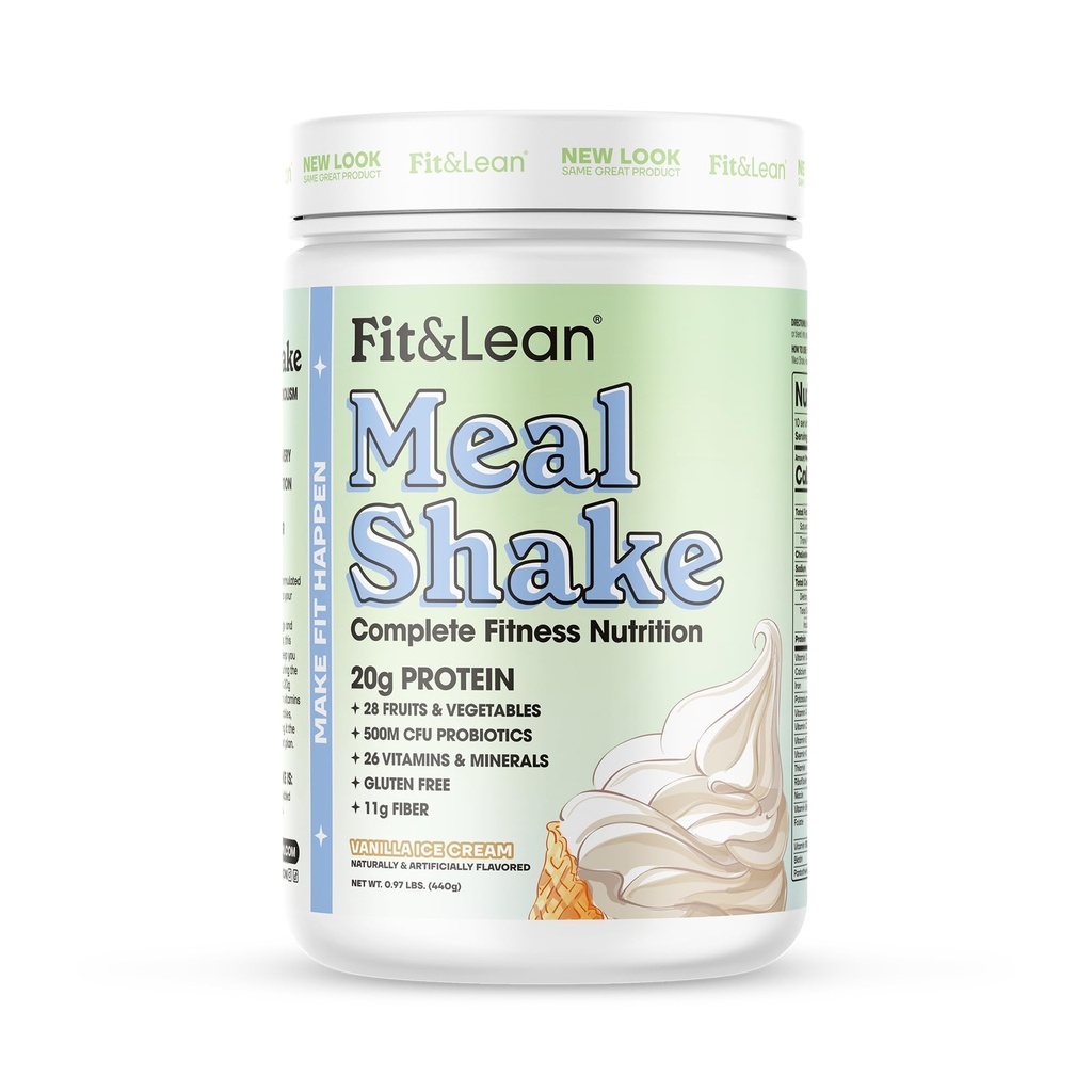 Fit & Lean Meal Shake, Fat Burning Meal Replacement, Protein, Fiber, Probiotica, Vanille, 1lb, 10 porties per container