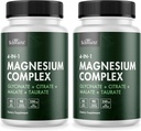 BioSchwartz Magnesium Complex Supplement (2 Pack) 350mg Magnesium Glycinate Citrate Malate en Taurate Per Serving for Healthy Nerves Muscles Heart Sleep Support (Vegan, Gluten-Free, Non-GMO)