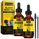 2 Pack Black Seed Oil Organic Cold Pressed,100% Pure & Natural Liquid Black Seed Oil Cold Pressed Glass Bottle 60ML voor huidverzorging, voeden en hydrateren haar