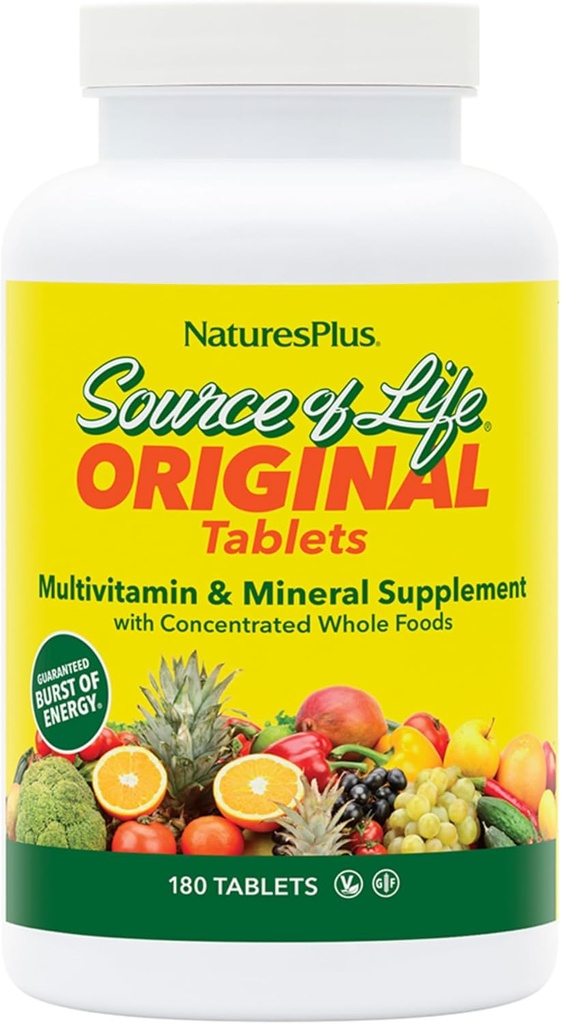 NaturesPlus Source de vie - 180 comprimés, paquet de 3 - Multivitamines et suppléments minéraux - soutient l'énergie naturelle et le bien-être général - sans gluten, végétarien - 60 portions totales