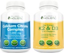 Pure Holistische Calcium Citrate Complex 1000mg + Vitamine D3 125mcg K2 MK7 90mcg - 365 Vegan Capsules + 150 Vegetarische Capsules Bundle - Made in USA
