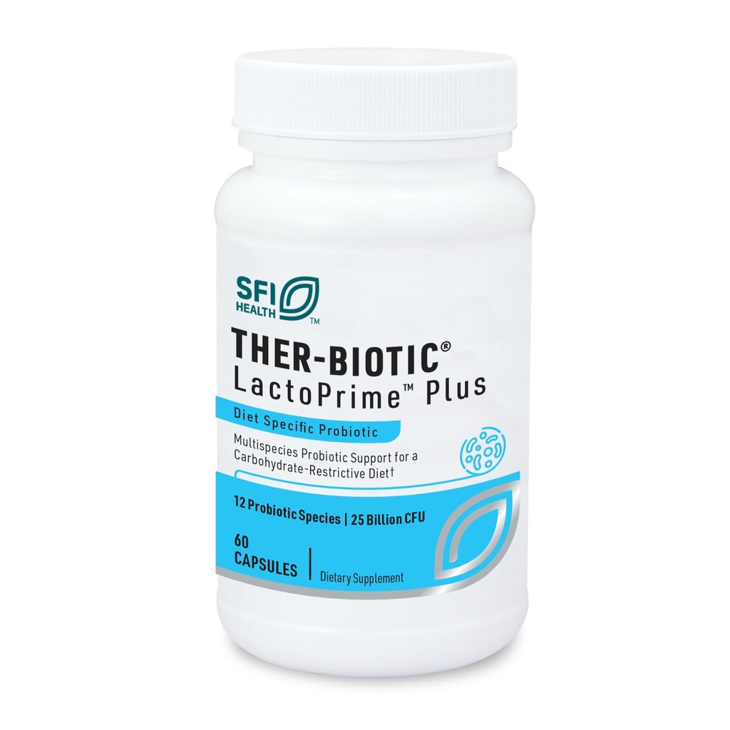 Klaire Labs SFI Health Ther-Biotique LactoPrime Plus - Lactobacillus et Bifidobacterium Probiotiques pour la santé digestive - Probiotique quotidien pour les hommes et les femmes pour les personnes sensibles aux glucides (60 capsules)