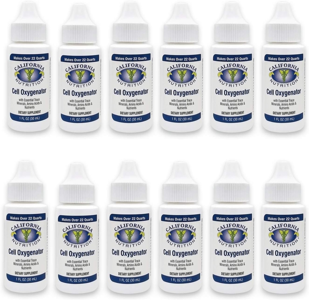 Cell Oxygenator 1 Fl Oz Fles (verpakking van 12), Cell Food Concentrate Liquid Oxygen Water Drops, Nutritional Dietary Supplement, Suport Immune System, Aminozuren & Trace Minerals