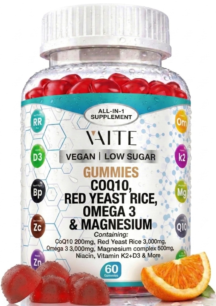 CoQ10 200mg Gummies with Red Yeast Rice & Magnesium Glycinate 