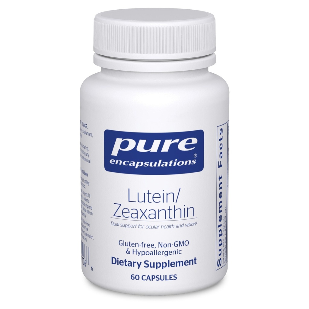 Encapsulations pures Lutéine et zéaxanthine - Soutienne la vision globale* - Maintien de la santé des yeux et des pigments maculaires* - Soutien antioxydant* - Amies des végétaliens et non OGM - 60 capsules