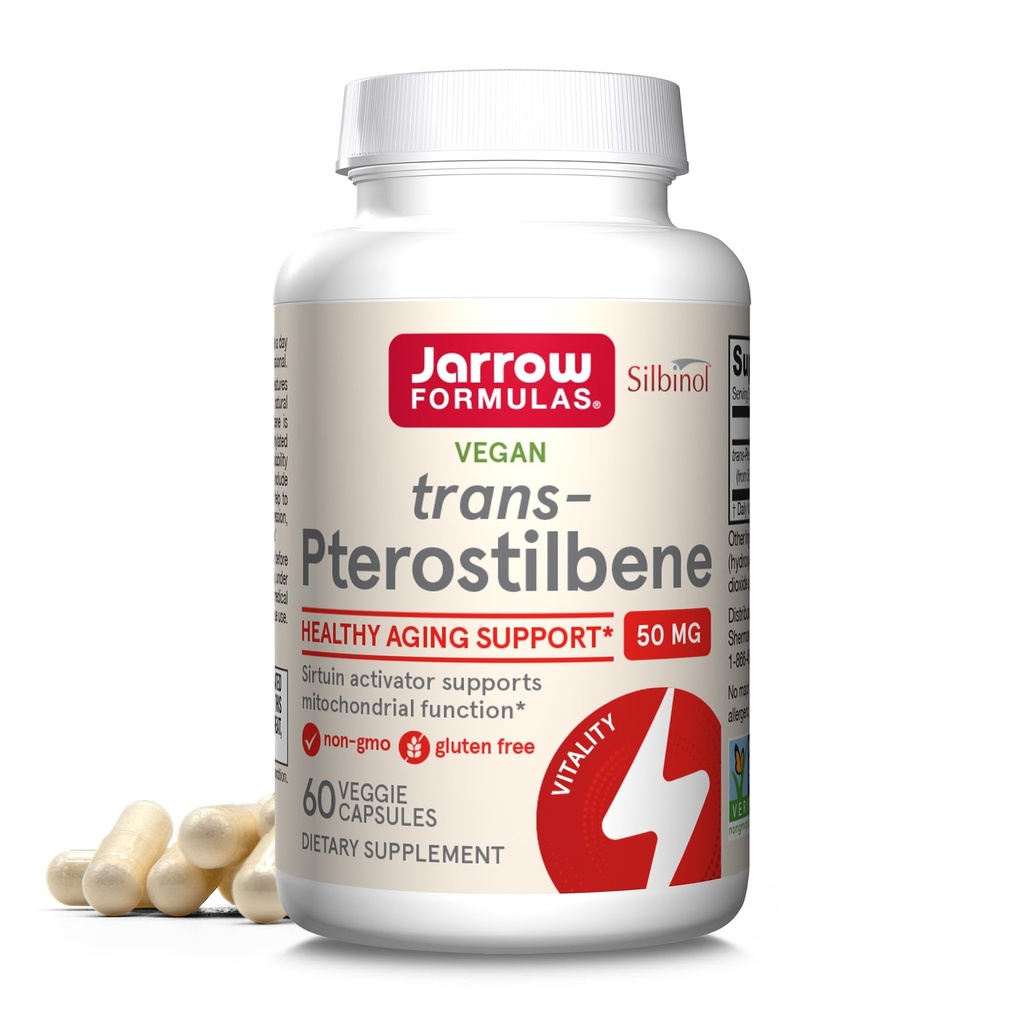 Jarrow Formulas® Pterostilbene 50mg pour le soutien antioxydant, supplément alimentaire soutient le vieillissement en santé, 60 capsules de légumes, 60 jours d'approvisionnement