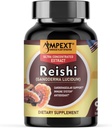 Reishi Mushroom Extract - Premium Quality, Only Fruiting Bodys, Antioxidant, Pmonotes Longevity, Immunity Booster, Energy & Vitality, Verwijdert vermoeidheid, 90 Veg Caps.
