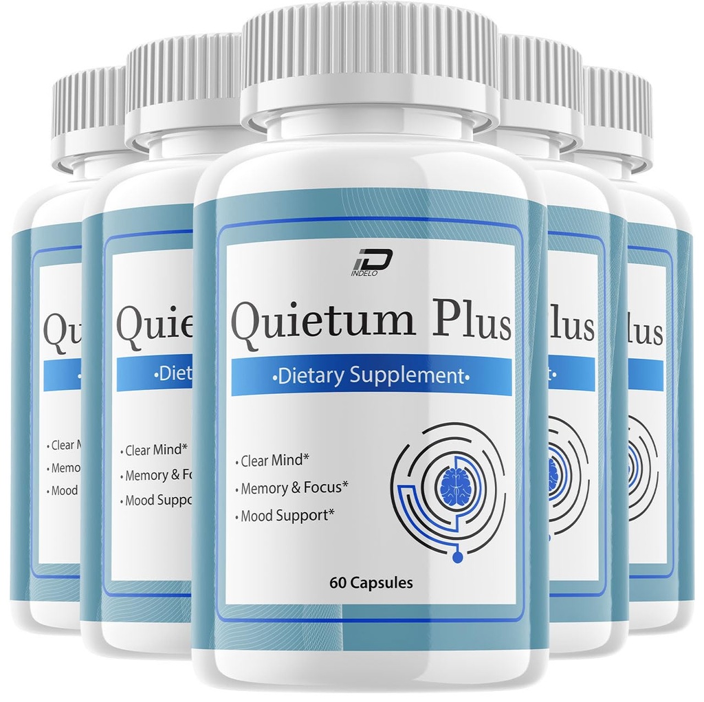 Quietum Plus Brain Supplement Capsules – All-Natural Maximum Strength Formula for Enhanced Memory and Focus Pills, QuietumPlus Support and Reviews (5 Pack – 300 Capsules)