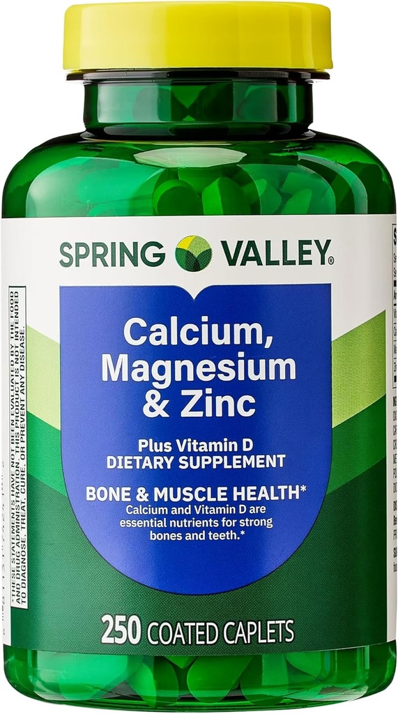 Calcium, Magnesium, Zink en Vitamine D3. Spring Valley Calcium Magnesium met Plus Vitamine D3 Caplets Dieetsupplement, 250 Count Bundle met Luall's 45 Diabetes Decoded