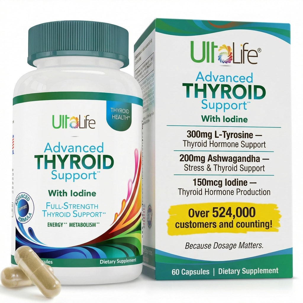 Dagelijkse Schildklier Boost Geavanceerde Formule met Jodium Ashwagandha Vitamine B12 Zink en Selenium voor Energie Metabolisme en Focus 60 Capsules