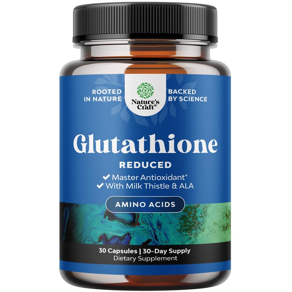 Verlaagd Glutathionsupplement met melkdistel - 500 mg per portie Pure L Glutathion met Alpha Lipoïnezuur en Melkdistel Silymarin - 30 Tel.