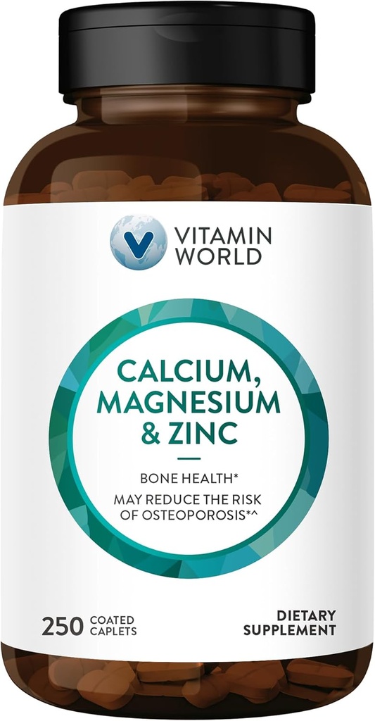 Vitamine World Calcium Magnesium Zink"Promotes Bone Health 250 Coated caplets