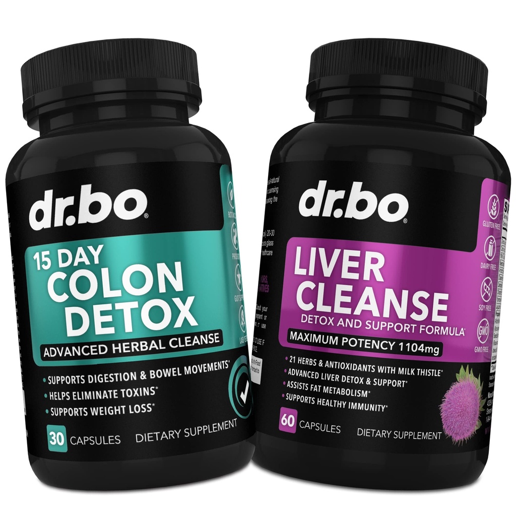 Colon en leverreiniging Detox Ondersteuningssupplement - 15 dagen Intestinaal reinigen pillen & Probiotica voor opgeblazen en dagelijkse constipatie Relief - Milk distel Dandelion Caps & Aid Gallblad Supplementen