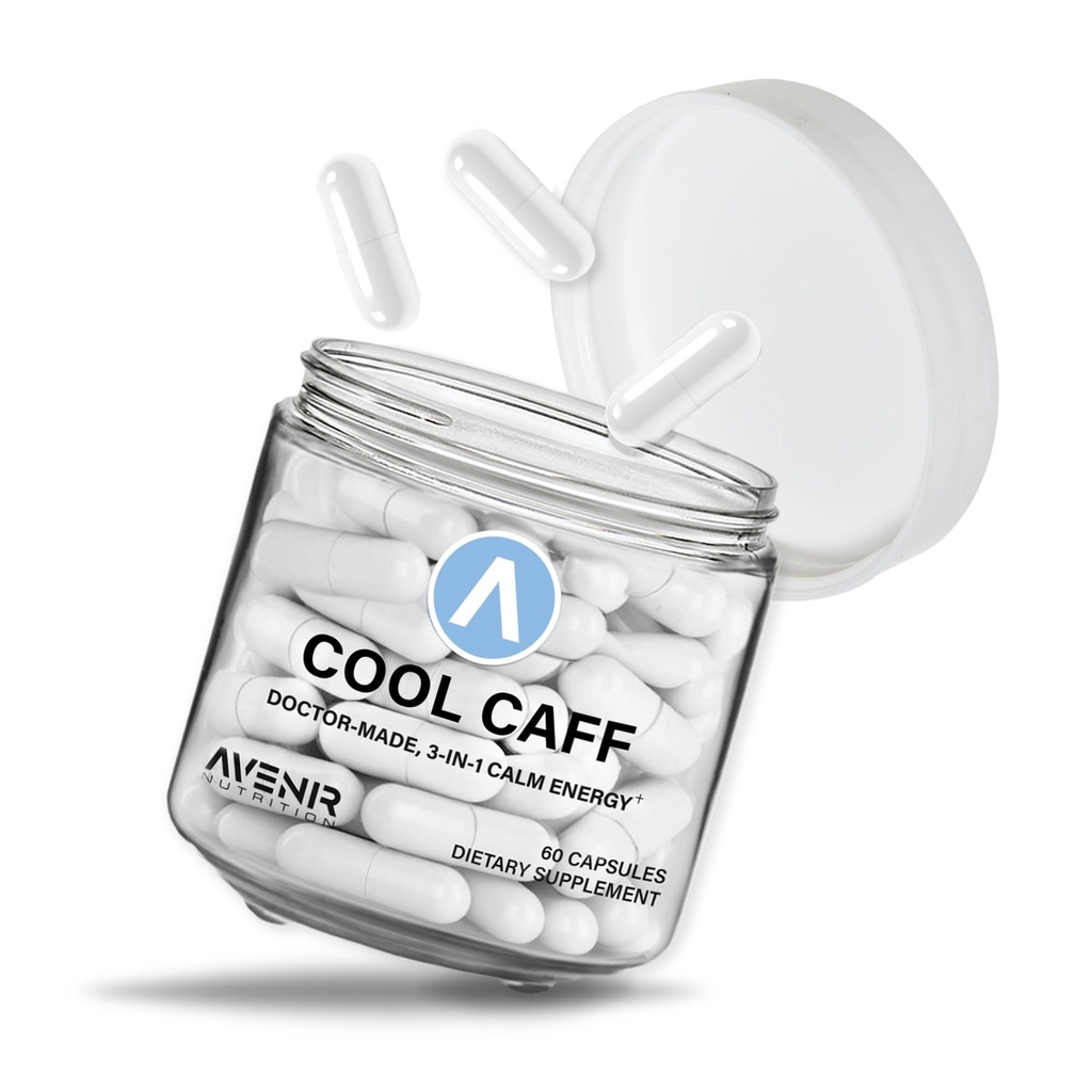 Avenir Nutrition Cool Caff Energy Supplements, L theanine en Cafeine - Energie Boost en Focus - Pre-workout voor vrouwen en mannen, Koffie Alternatieve 60 capsules