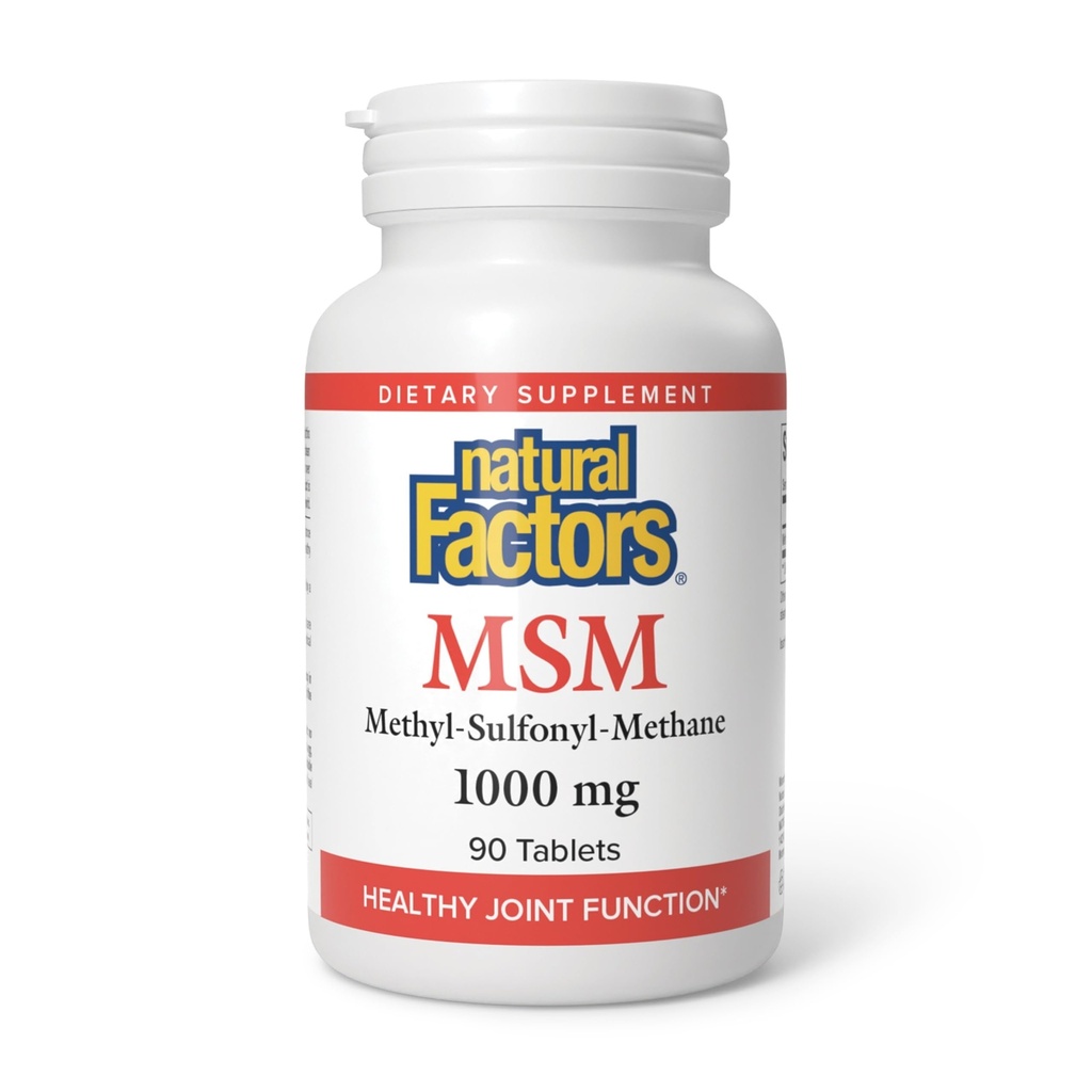 Facteurs naturels, MSM 1000 mg, soutient les articulations saines, les cheveux, la peau et les ongles, 90 capsules (90 portions)