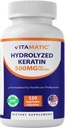 Vitamatic Gehydrolyseerde Keratine 500mg per portie - 120 Vegetarische Capsules - Keratine Supplementen voor gezonde haarhuid & Nagels voor volwassenen