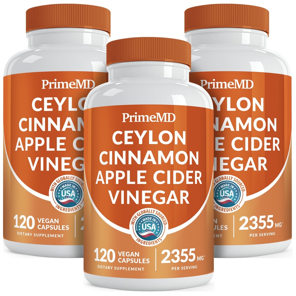 5-in-1 Ceylon Cinnamon Capsules 2355mg - Ceylon Cinnamon en Apple Cider Vinegar Capsules - Kurkuma en Panax Ginseng - Kaneelsupplementen met Bioperine (120ct, verpakking van 3)