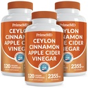 5-in-1 Ceylon Cinnamon Capsules 2355mg - Ceylon Cinnamon en Apple Cider Vinegar Capsules - Kurkuma en Panax Ginseng - Kaneelsupplementen met Bioperine (120ct, verpakking van 3)