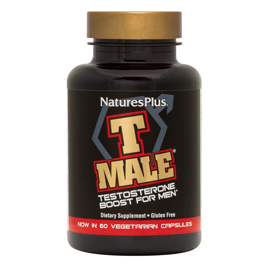 NaturesPlus T Man - 60 Vegetarische Capsules - Bevordert spier Gain & Uithoudingsvermogen, Mood Enhancer - Glutenvrij - 30 Totaal porties