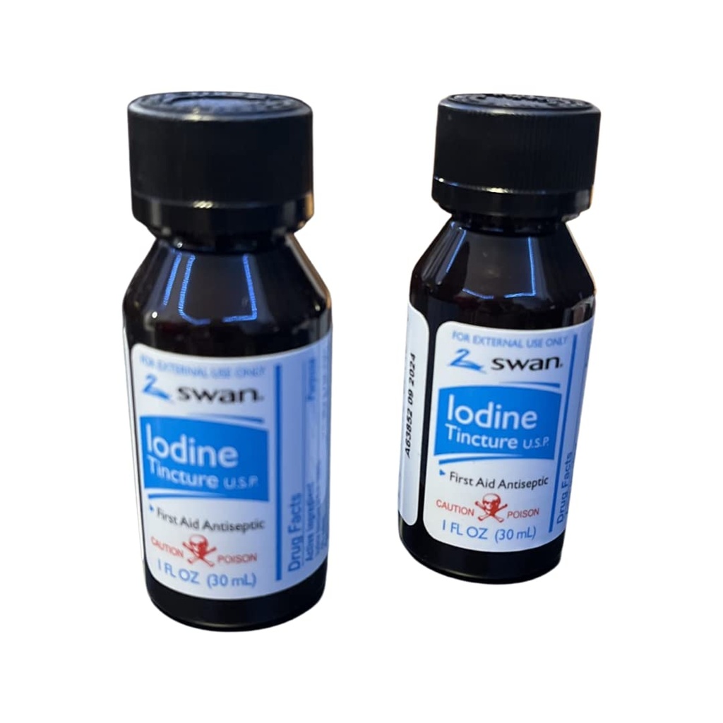 Swan Jodium Tinctuur Eerste Hulp Antiseptisch 2% Jodium USP, 1 Oz Bottle, 2,4 of 6 Pack (6)