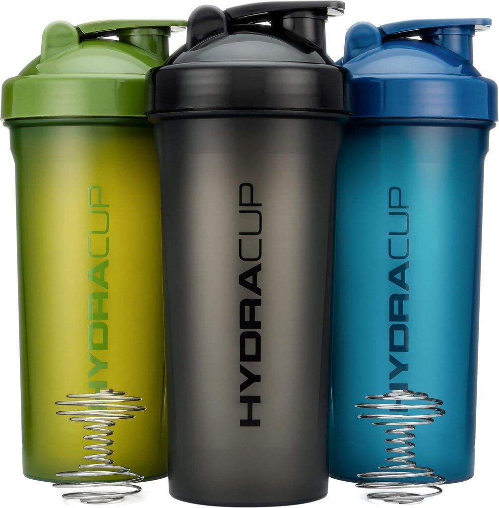 Hydra Cup [3 Pack] 45 Ounce Shaker Flessen voor Proteïne Shakes, Jumbo Shaker Cups met Ball Blender Whisk, Extra Large Fles met Handvat (Donkere Kleuren)