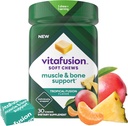 Vitafusie Zachte kauwgom Spier & bot ondersteuning (1), volwassen kauwbare vitamine D voor bot & spierondersteuning, individueel verpakt, tropische fusie smaak, 30 kauwgom, 30 dagen levering