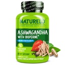 NATUURLO Ashwagandha Biologische Wortelpoeder - Natuurlijke Kruidensupplement voor vermoeidheid, stressverlichting, Mood Enhancer - met Black Pepper Extract - 90 Vegan Capsules