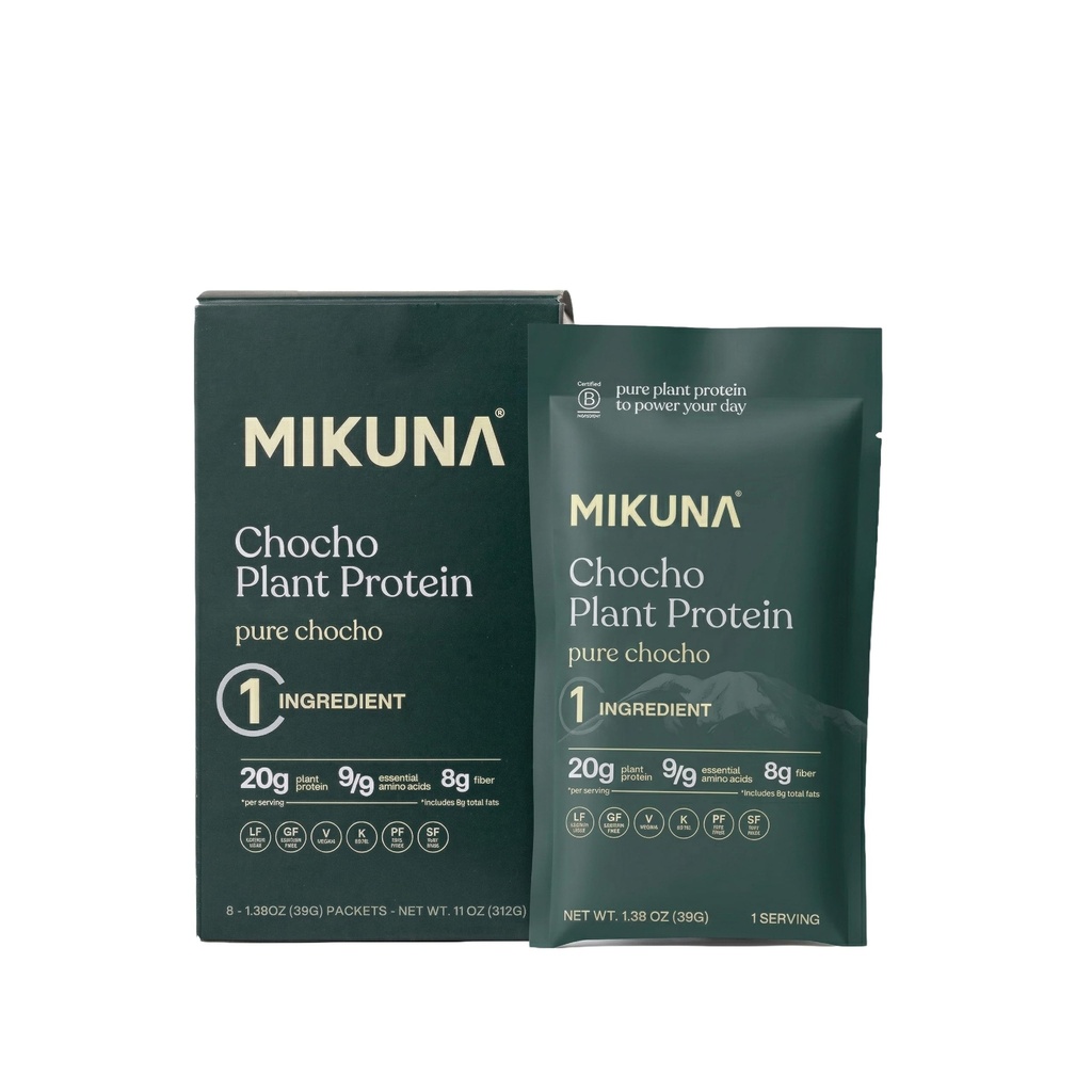 Mikuna Chocho Superfood Proteïne, Plant-Based Proteïne Poeder, Reispakketten - Veganistisch, Glutenvrij, 3g Net Carbs of Minder, en Bio beschikbaar, Niet-Isolaat (8 Servers, Pure Chocho)