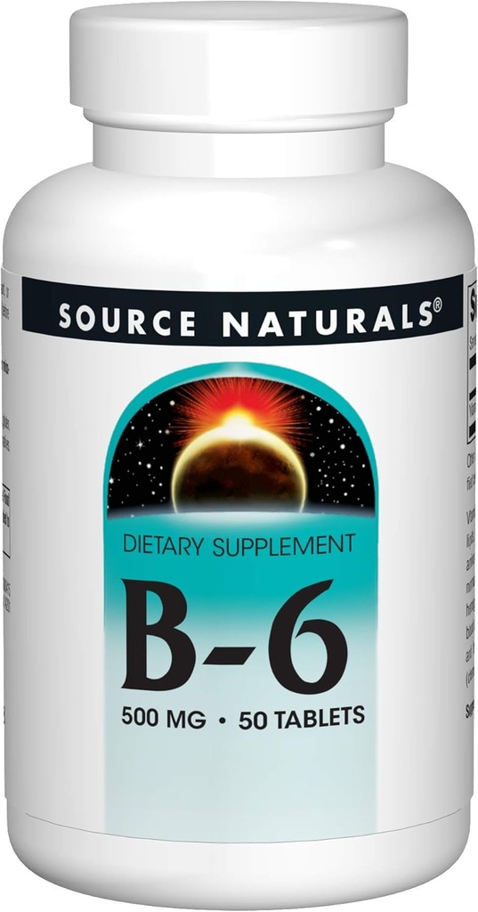 Source Naturals Vitamine B-6, 500 mg Système immunitaire Support - 50 comprimés