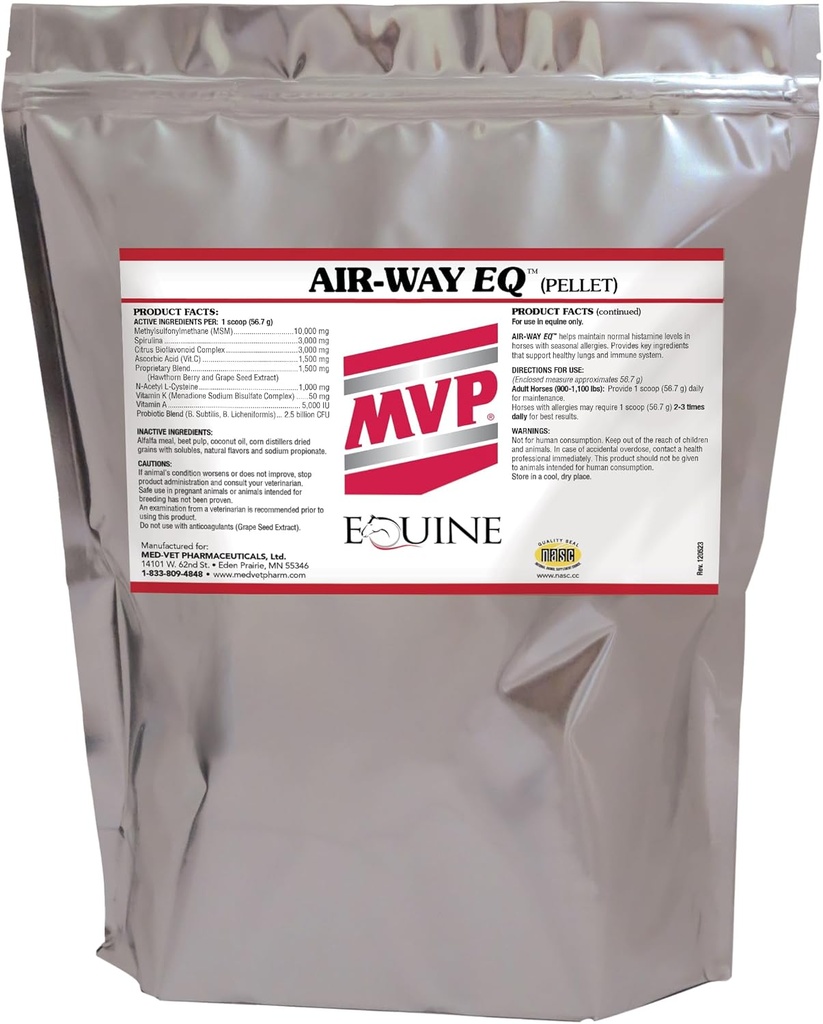 MVP Air-Way EQ (10lb) soutient la fonction pulmonaire saine et le soutien à l'allergie saisonnière chez les chevaux