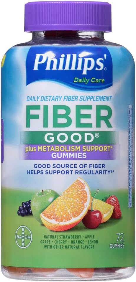 Phillips' Fiber Good Gummies Plus Voedingsondersteuning - Inuline oplosbare vezel - B Vitaminen en chroom om het metabolisme te ondersteunen - 72Telling