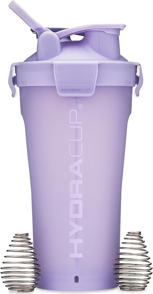 Hydra Cup DualShaker Pro 32 oz Shaker fles voor eiwitshakes, Shaker Cup w/Handle & Ball Blender Whisks, Dual Mixing Shaker fles met opslag, 2 in 1, voor Travel To Go, BPA gratis (Paars)