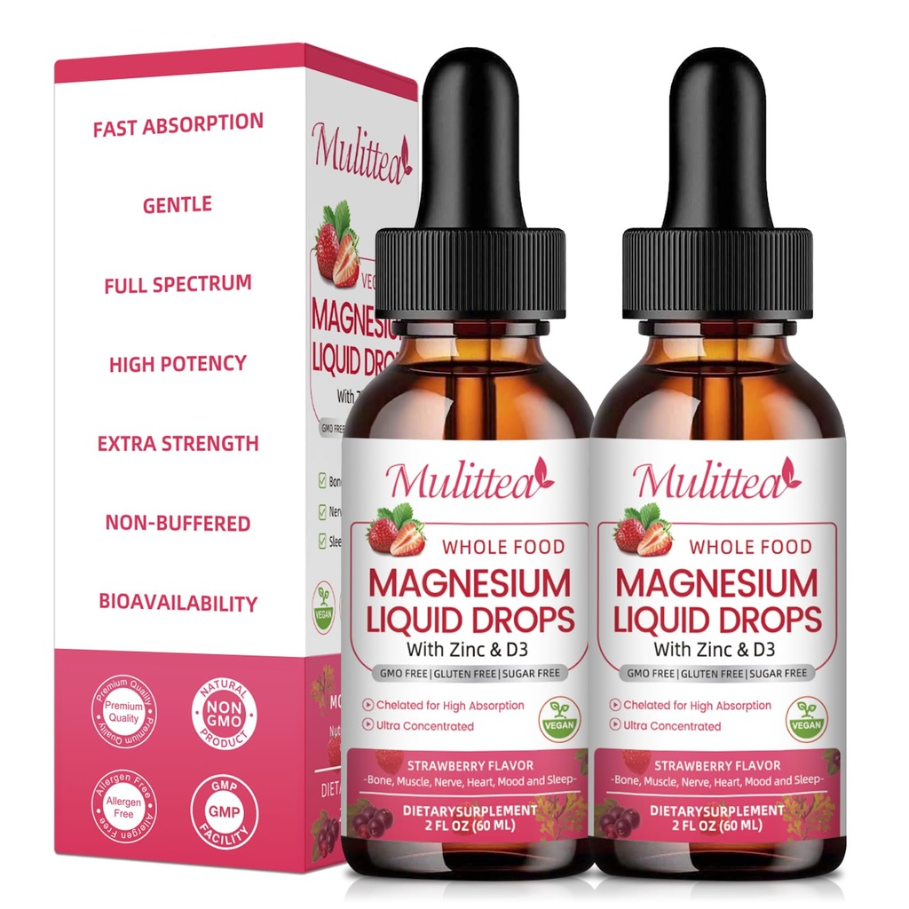 Magnesium Glycinate Liquid, High Potency Magnesium Glycinate, Citrate, Sugar Free Vegan Non-GMO Complex Supplement Promoot Nerv,Relaxation,Muscle,Sleep Support*
