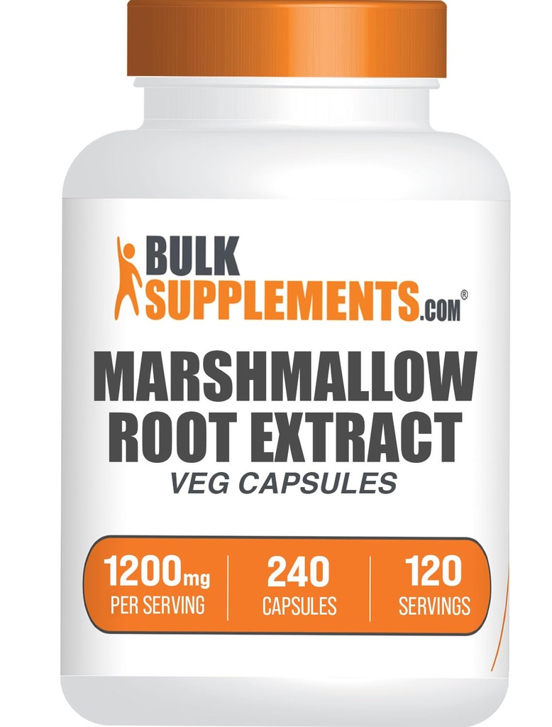 BulkSupplements.com Marshmallow Root Extract Capsules - Herbal Supplement, Marhmallow Root 1200mg - Glutenvrij, 2 Capsules per Serving, 240 Tellen (Pack of 1)