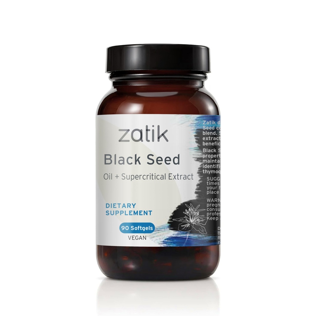 Zatik Naturals - Zwarte komijnzaadolie en superkritisch extract, koud geperst, niet geraffineerd, USDA Organisch, Glutenvrij, Veganistisch, 90 Veganistisch Softgels